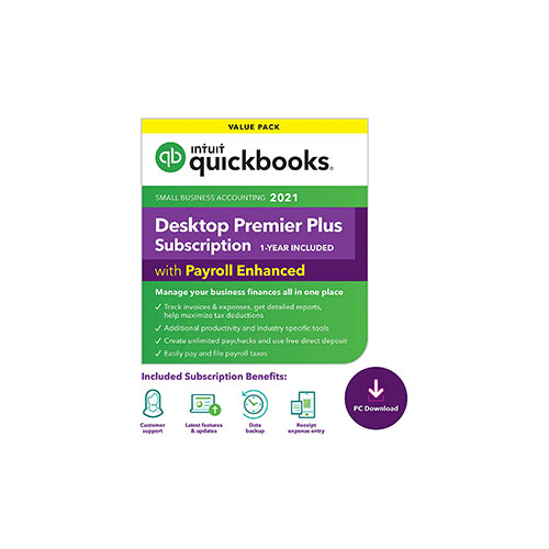QuickBooks Desktop Premier Plus with Enhanced Payroll Accounting Software for Small Business 1-Year
